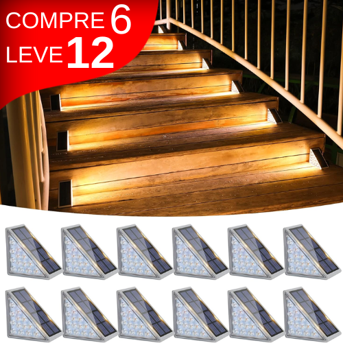 COMPRE 6 LEVE 12 - Luzes LED para escada com carregamento solar